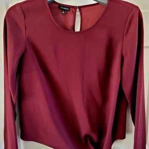 Talbott women top burgundy/wine side front knot Long Sleeve Sz S
